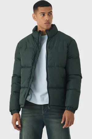 Boohoo Funnel Neck Puffer Jacket in Khaki - - M