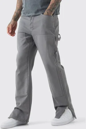 Boohoo Tall Relaxed Overdye Carpenter Split Hem Trouser In Charcoal - - 40