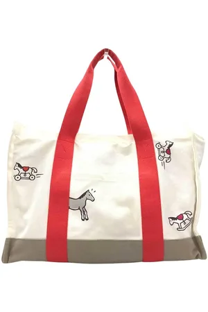 Hermès Preloved Horse Print Canvas Tote Casual Tote Bag Women - - One Size