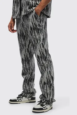 Boohoo Slim Flared Stacked Abstract Tapestry Trousers - - 34