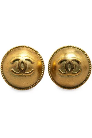 CHANEL Preloved CC Logo Stud Earrings Women - Gold - - One Size