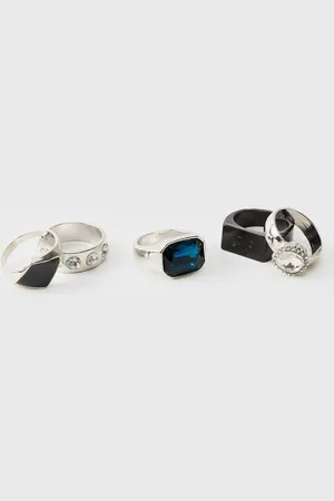 Boohoo 5 Pack Gem Rings - - S/M