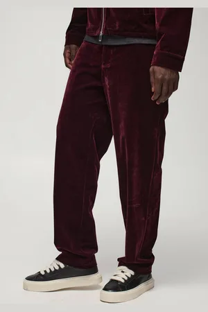 Boohoo Straight Leg Half Fixed Waistband Velour Trousers - - M