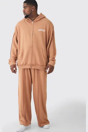 Boohoo Plus Oversized Zip Applique Raw Seam & Wide Fit Jogger Tracksuit - - XXL