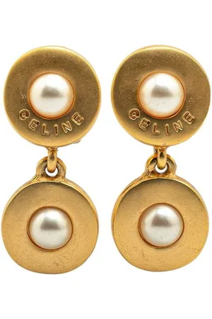 Céline Preloved Pearl Drop Earrings Women - Gold - - One Size