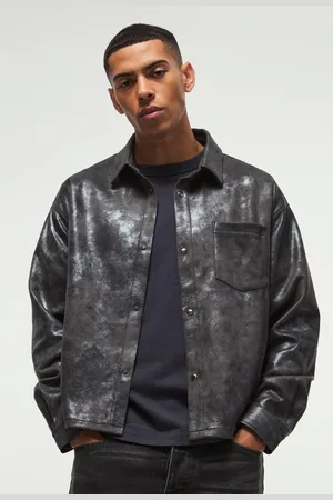 Boohoo Oversized Metallic Boxy Shirt - - M