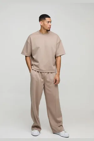 Boohoo Oversized Boxy Bonded Scuba T-Shirt & Stacked Jogger Tracksuit - - S