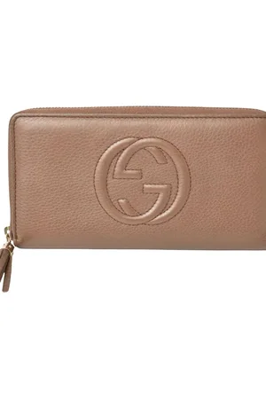 Gucci Preloved GG Marmont Zip Wallet Beige Leather Women - - One Size