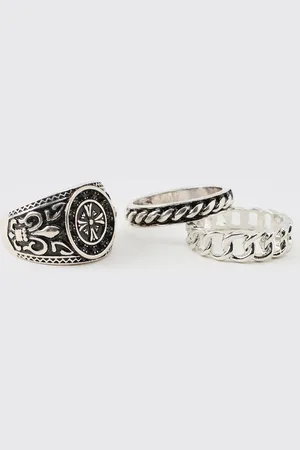 Boohoo 3 Pack Silver Rings - - S/M
