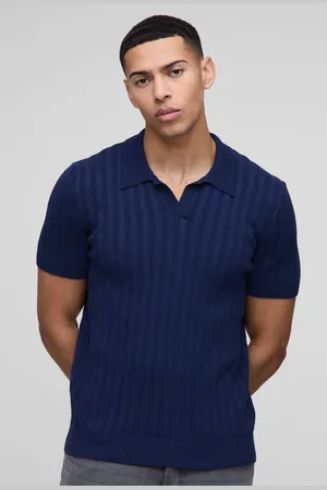 Boohoo Regular Ribbed Panel Knitted Polo - - XS