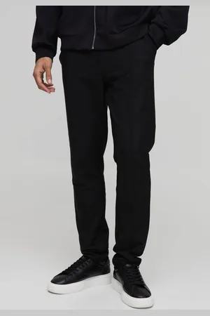 Boohoo Elasticated Waist Slim Technical Stretch Pintuck Trousers - - M