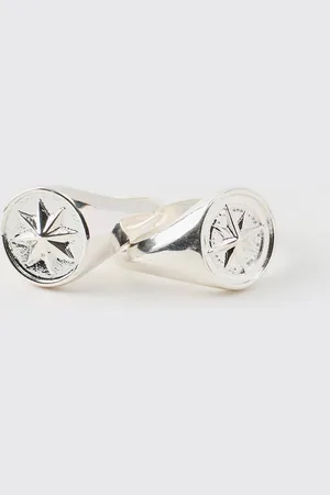 Boohoo Silver Compass Rings In A 2 Pack - - M/L