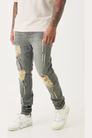 Boohoo Plus Super Skinny Stretch Multi Rip Stacked Jeans - - 42
