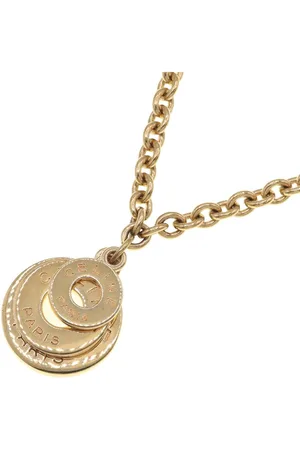 Céline Preloved Disc Pendant Necklace Goldtone Brass Women - - One Size