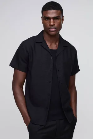 Boohoo Regular Fit Revere Linen Blend Short Sleeve Shirt - - XS