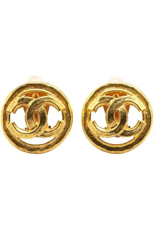 CHANEL Preloved CC Logo Earrings Gold Women - - One Size