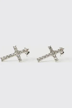 Boohoo Iced Cross Earrings - - One Size