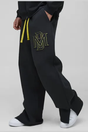 Boohoo Wide Leg BM Varsity Applique Split Hem Jogger - - M