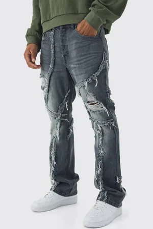 Boohoo Slim Flared Patchwork Distressed Jeans - - 32R