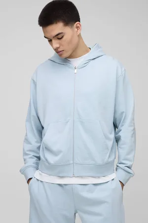 Boohoo 260GSM Loopback Basic Oversized Boxy Zip Through Hoodie - - S
