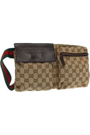Gucci Preloved GG Supreme Belt Bag BeigeEbony Unisex Clutch Bags - One Size