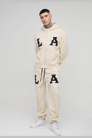 Boohoo Tall Oversized Boxy Zip Thru LA Applique Stripe Tracksuit - - L