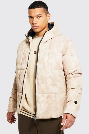 Boohoo Tall Tie Dye Square Panel Hooded Puffer - - S