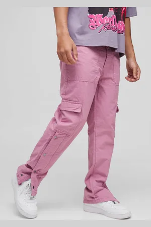 Boohoo Straight Ripstop Popper Hem Branded Cargo Trousers - - 32R