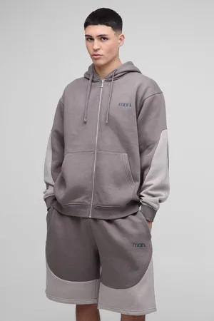 Boohoo Oversized Man Colour Block Short Zip Hooded Tracksuit - - M