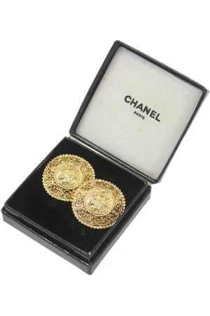 CHANEL Preloved Vintage Gold Filigree Earrings Women - - One Size