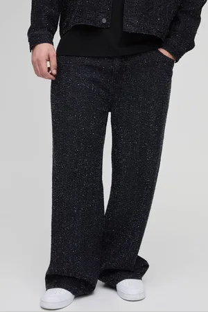Boohoo Plus Textured Denim Relaxed Fit Jeans - - 38