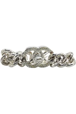 CHANEL Preloved CC Crystal Chain Bracelet Women - Silver - - One Size