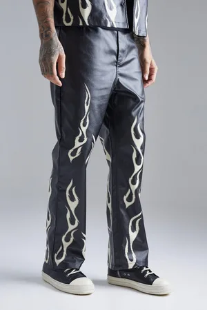 Boohoo Pu Flame Hem Straight Trouser - - L
