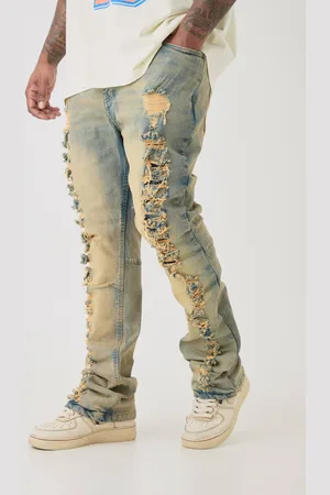 Boohoo Plus Distressed Stretch Skinny Flared Jeans - - 40