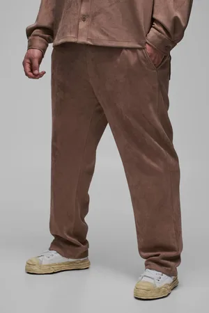 Boohoo Plus Faux Suede Relaxed Fit Drawcord Pin Tuck Trousers - - XXXL
