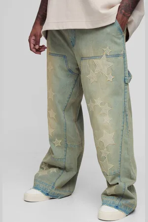 Boohoo Plus Star Applique Gusset Detail Carpenter Jeans - - 44