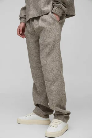 Boohoo Tall Straight Leg Boucle Elasticated Waist Trousers - - M