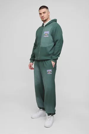 Boohoo Tall Spray Wash Waffle Graphic Hooded Tracksuit - - M