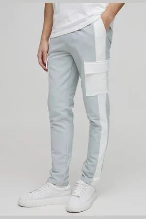 Boohoo Elasticated Waist Skinny Fit Technical Stretch Colour Block Cargo Trousers - - M