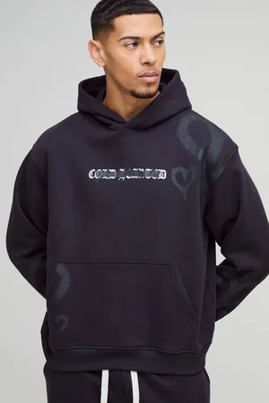 Boohoo Oversized Boxy All Over Heart Printed Hoodie - - M