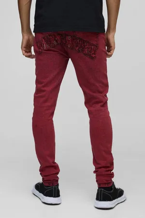 Boohoo Skinny Stretch Acid Wash Applique Denim Jeans - - 32R