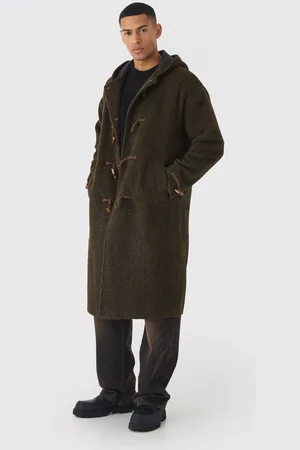 Boohoo Oversized Brushed Duffle Overcoat In Khaki - - S