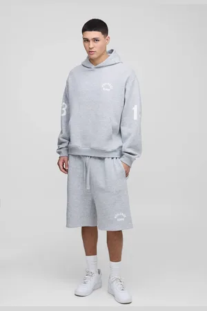Boohoo Oversized Boxy Worldwide Drop Crotch Hooded Short Tracksuit - - M