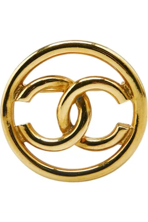 CHANEL Preloved CC Logo Gold Brooch Women Brooches - - One Size