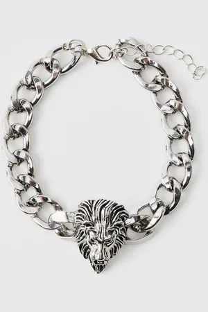 Boohoo Lion Hardware Silver Bracelet - - One Size