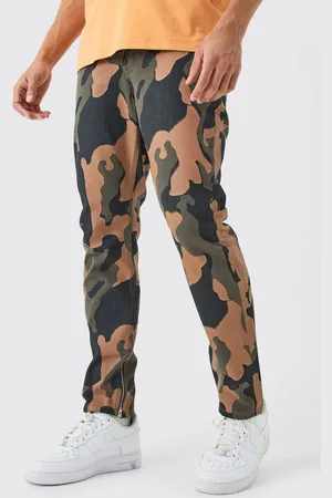 Boohoo Slim Rigid Camo Zip Hem Jeans - - 30R
