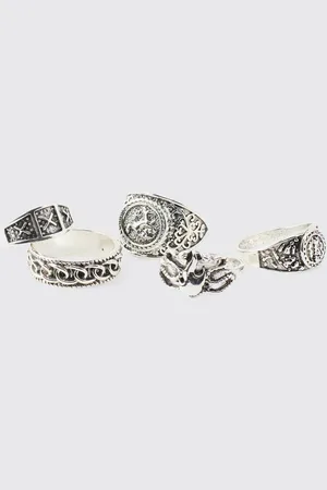 Boohoo Signet Ring 5 Pack - - M/L