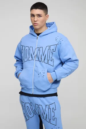 Boohoo Oversized Boxy Homme Paint Splatter Zip Through Hoodie - - S
