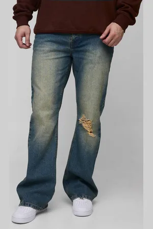 Boohoo Tall Tinted Ripped Rigid Flared Jeans - - 32