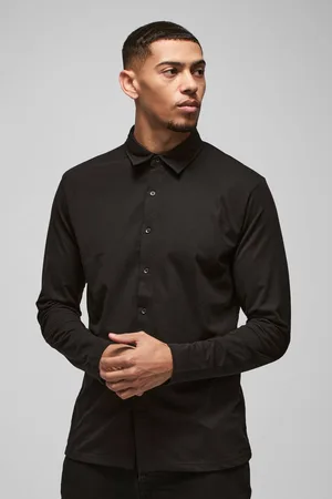 Boohoo Long Sleeve Slim Fit Jersey Shirt - - XL